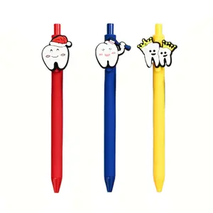 Cartoon Tooth Design Gel Ink Rollerball Pen, 3/5/10pcs Creative Plastic Writing Instrument with Soft Touch, Writing Pen for Nurses, Dental Professionals & Students