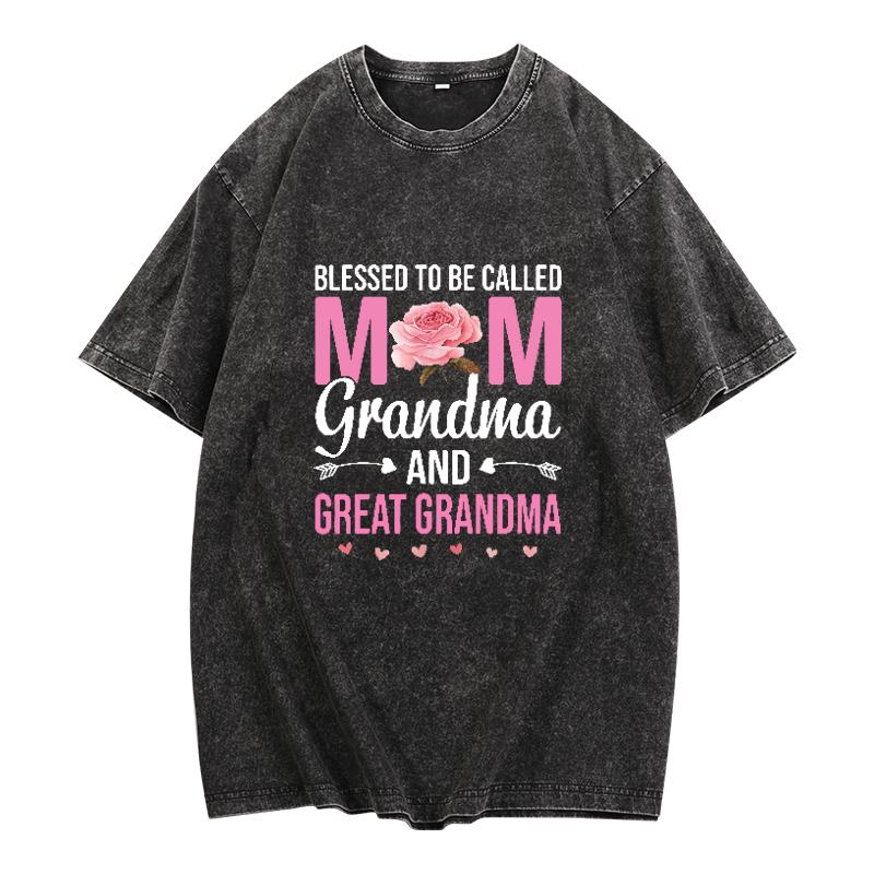 Blessed To Be Called Mom Grandma Great Grandma Soft Crew Neck Tee - Gift for Family