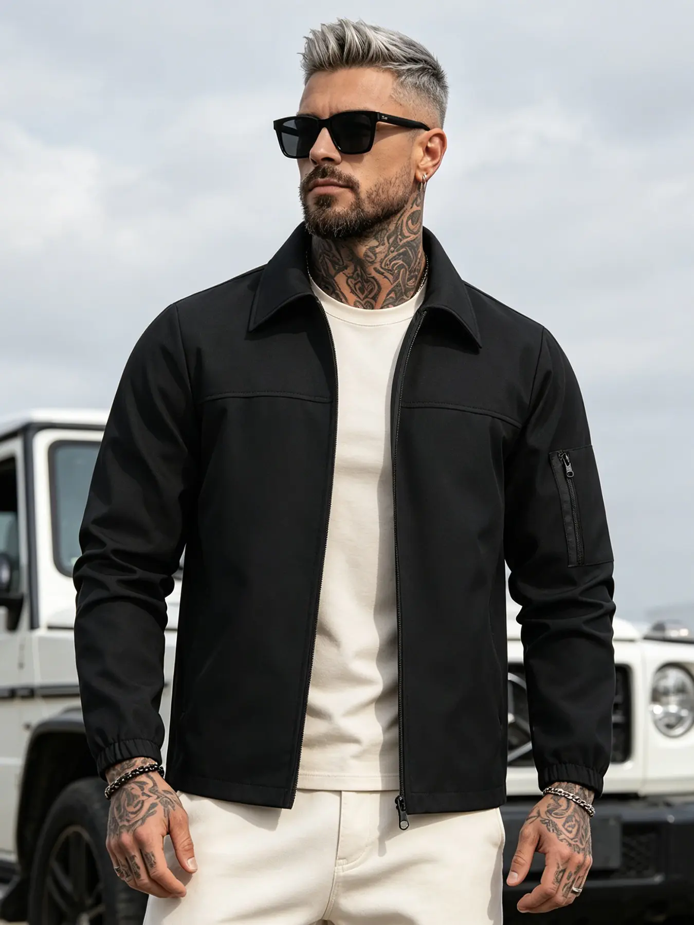 Men's Casual Sport Hooded Jacket, Lightweight Solid Zipper Men's Coat, Comfortable Thin Outerwear for Hiking, Running, Outdoor Activities, Father's Day