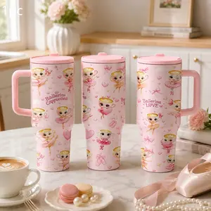 1pc 40oz Ballerina Cappuccina Tumbler, Leakproof Lid & Straw, Double Wall Vacuum Insulated Stainless, Keeps Hot 12h Cold 24h, Tiktok Viral Cup