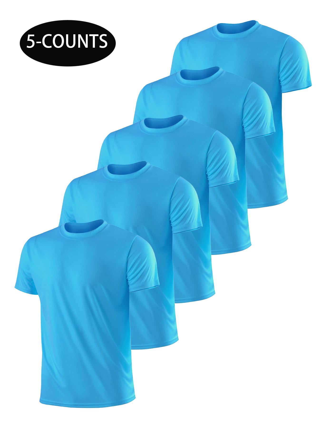 Men's Solid Round Neck Sports Tee, Casual Short Sleeve Crew Neck T-shirt for Outdoor Cycling Surfing Running, Activewear, Men's Sportswear for All Seasons, Gym Clothes, Gym Tops, Workout Rash Guard, Athletic Workout Clothing
