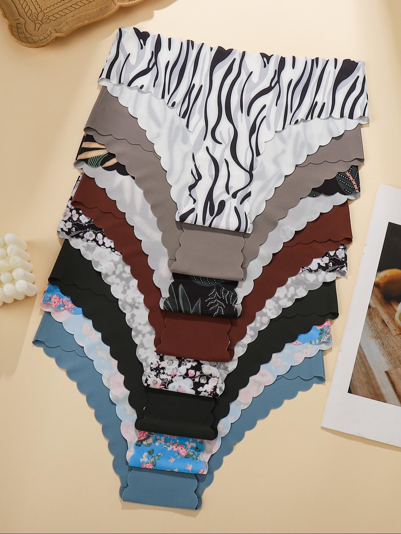 Women's Leopard & Halloween Print Underwear Set, Breathable Seamless Mid-Waist Thong Panties, Casual Fitted All-Seasons Lingerie