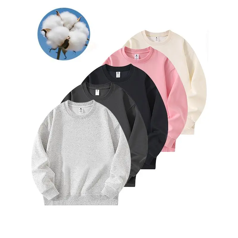 Breathable pure cotton crew neck long sleeve top with loose oversized silhouette and smooth plush texture, timeless basic wardrobe staple to craft effortless streetwear fits and elevate clean minimalist urban mensfashion
