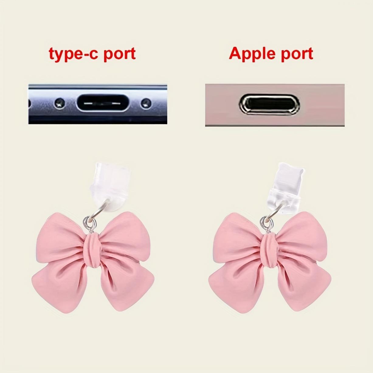 Cute Bowknot Design Phone Dust Plug, 1 Count Creative Design Phone Charging Port Cover, Phone Accessories Compatible with iPhone & Android, Phone Charms, Phone Decoration, Cell Phone Charm