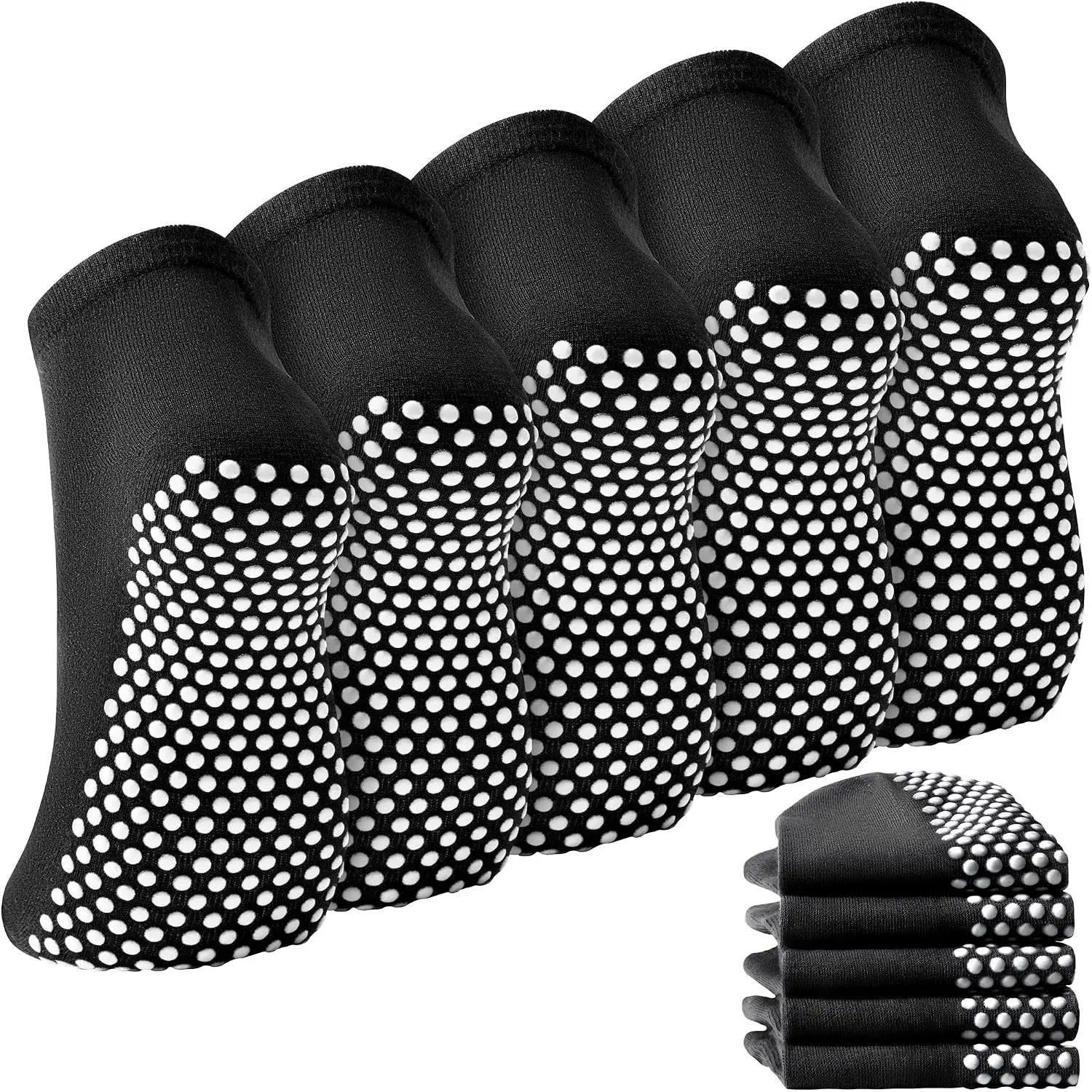 Non-Slip Grip Socks for Women, Men & Seniors - 5 Pairs Hospital Grippy Slipper Socks for Pilates, Trampoline & Home Use