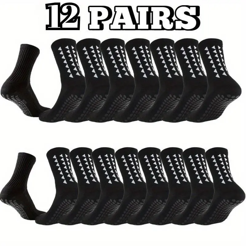 Men's Athleisure Crew Socks (6/12/18 Pairs) - Soft, Elastic, Breathable, Absorbent, Antislip Form-Fitting Mid-Calf Grip Sports Socks for Football, Running, Crew Sock