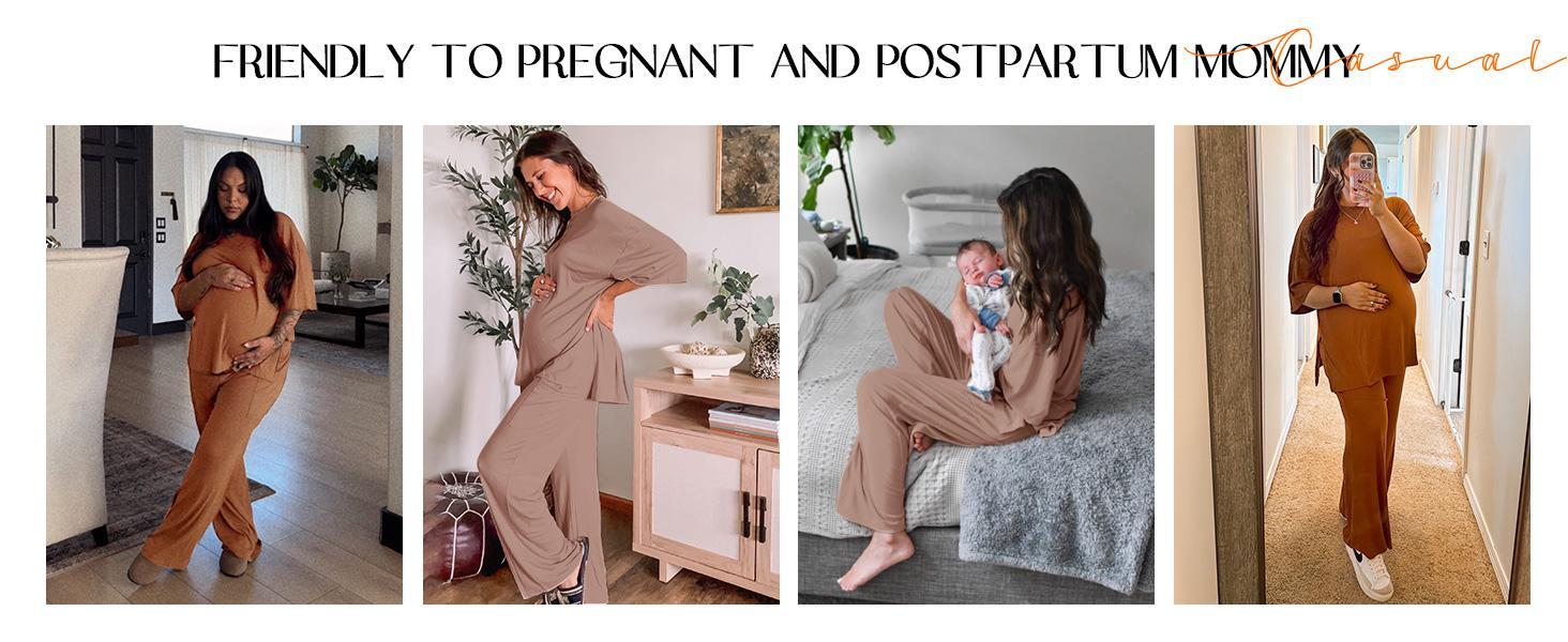 【XL-5XL】Imily Bela Curve Womens Plus Size Lounge Sets Short Sleeve Tops Wide Leg Pants 2 Piece Outfits Tracksuit with Pockets