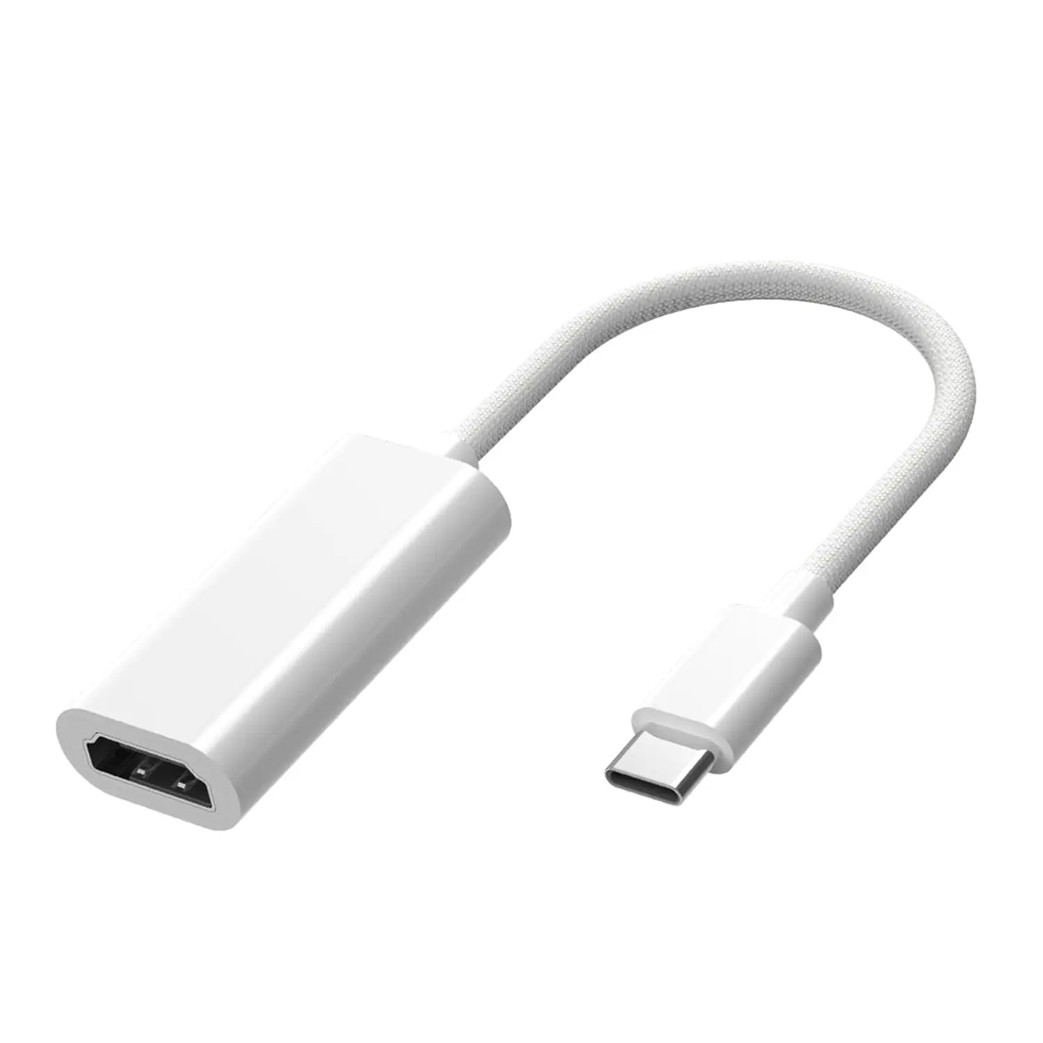 USB C to HDTV Adapter 4K 60Hz White Braided Type C to HDTV Converter Compatible with  17 16 15 iPad Air Pro Chromebook Pixelbook Spectre Galaxy Book 3 Ultra S10 Surface Laptop 5 ThinkPad T14