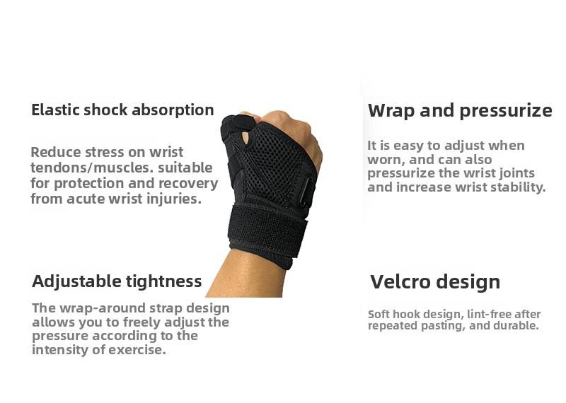 Sports wristband for fixed support and thumb protection, universal sweat-absorbing fitness wristband, deadlift strap for wrist protection Finger Metacarpal
