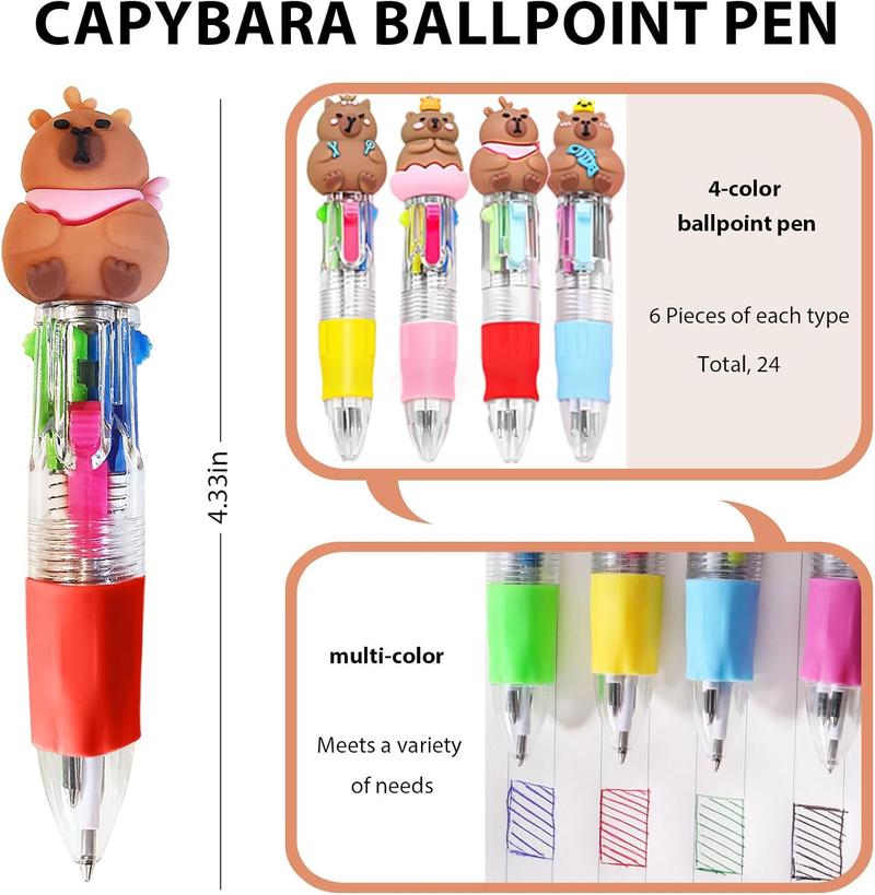 96 count Capybara Gifts Bulk,4-in-1 Ballpoint Pens,Stickers,Notepads,Organza Bulk Gifts Set for Teachers School Office Party Favor Supplies