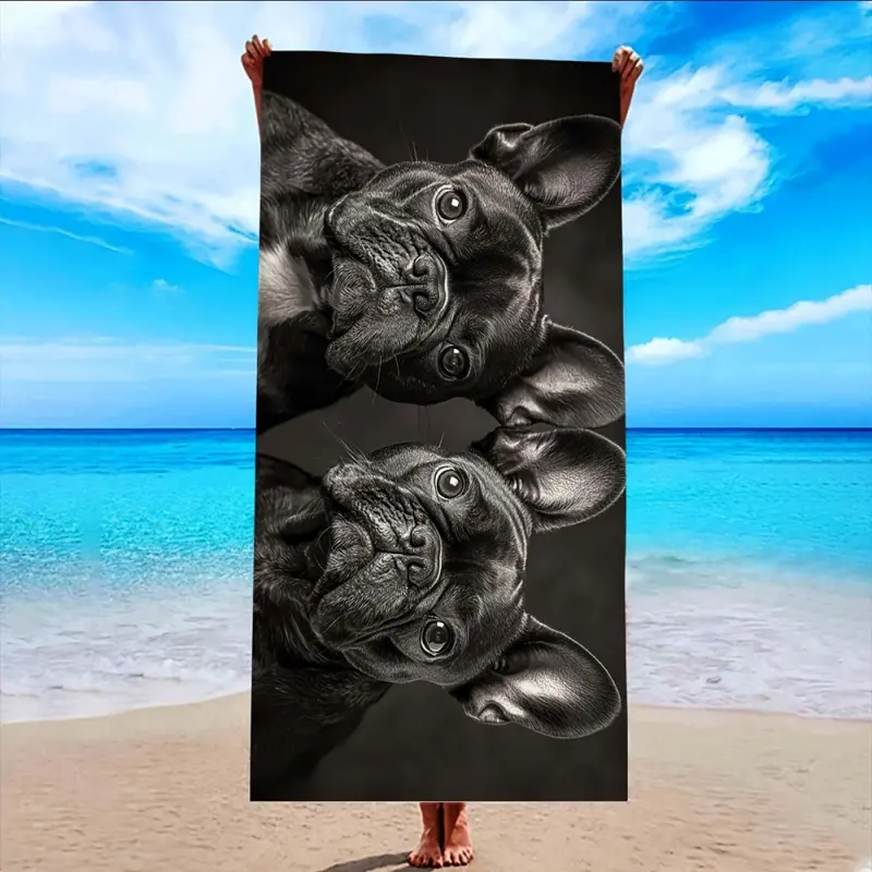 essential,,standard,portable,,hostess,gift,travel,,xl,luxury,bathtowels,decorative,boat,personalized,custom,towels,drying,Cute French Bulldog Printed Microfiber Towel, Large Oversized Sandproof Lightweight Absorbent Quick-Dry Soft Multi-Purpose Towel for