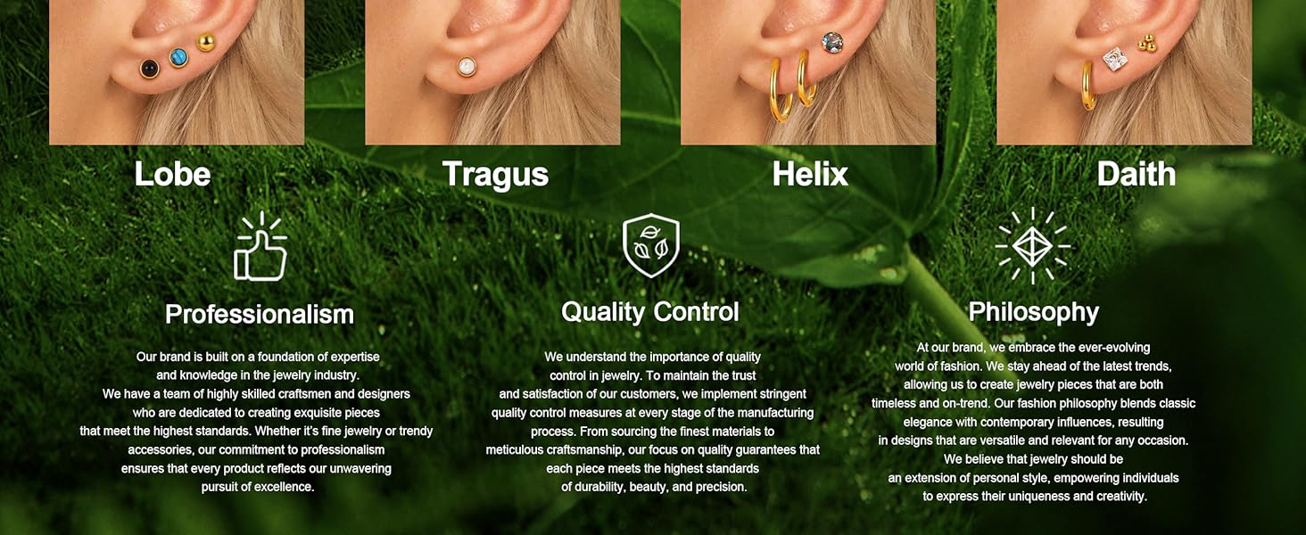 FIBO STEEL 13 Pairs Surgical Steel Flat Back Earrings Set for Women Girls CZ Opal Small Stud Hoop Hypoallergenic Piercing Jewelry Gift