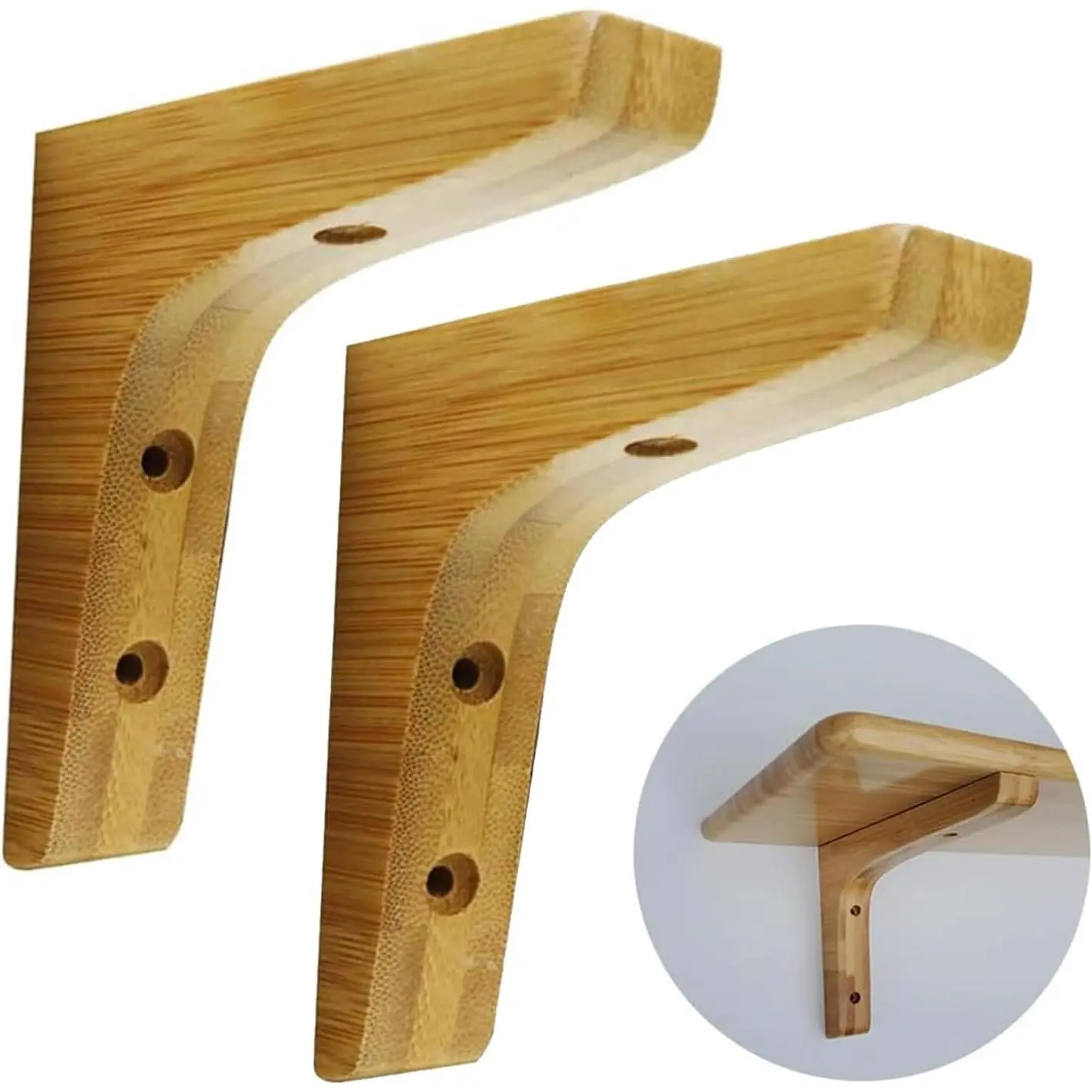 2 count 4.9"×5.7" Large Wooden Triangle Brackets Corbels Decorative for Kitchen Cabinets, Bookshelves, Countertops(with Screws)