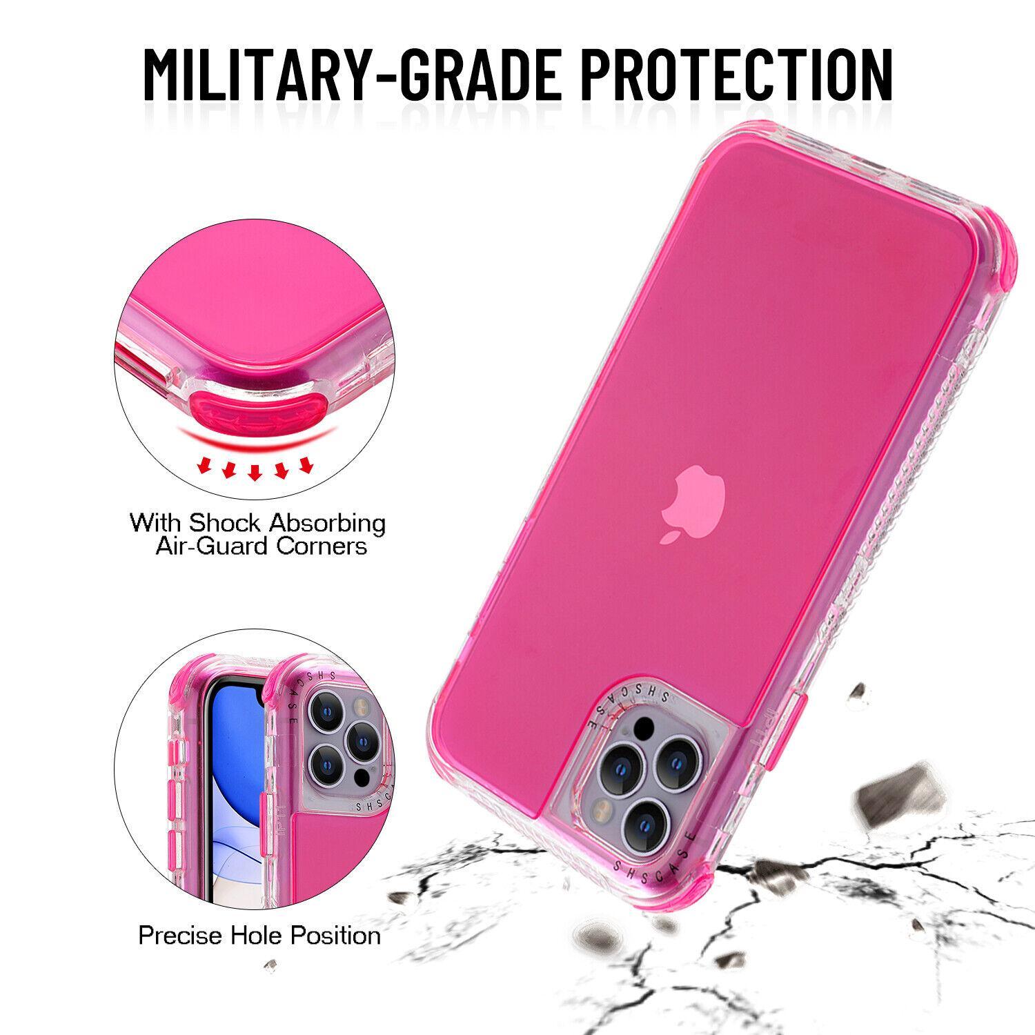 [Freeship] Acrylic Clear Defender Colorful Case For iPhone 16 Pro Max 15 14 Plus 13 12 11 Pro Max Hybrid Shockproof Heavy Duty Phone Cover