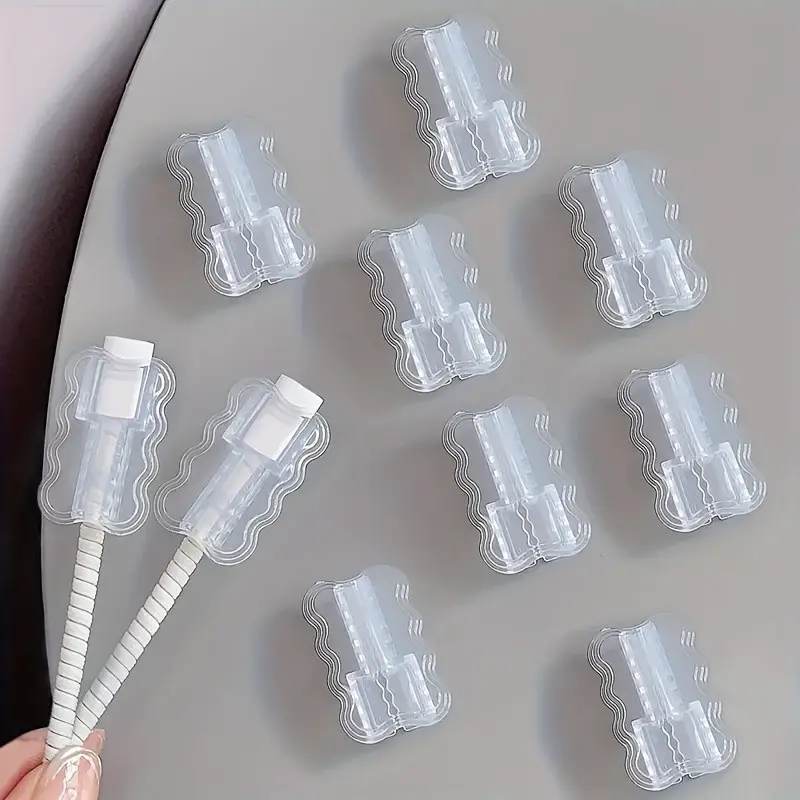 10-Pack Transparent Cable Protectors for iPhone, Android, USB-C/lightning, Anti-Tangle, Durable Plastic, Ideal Gift for Tech Enthusiasts