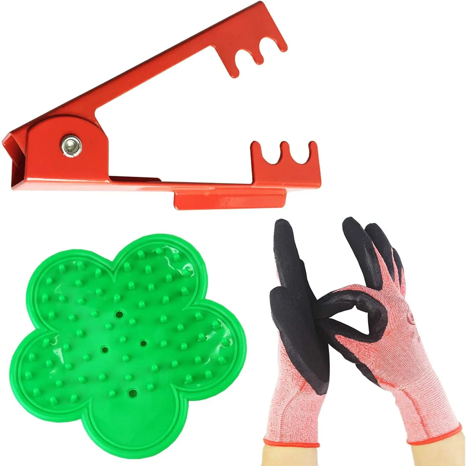 3PCS Professional Rose Leaf Thorn Stripper Kit Stripping Tool Thorn Remover for Roses & Garden Glove (2 kinds of rose leaf thorn strippers+1 pair glove)