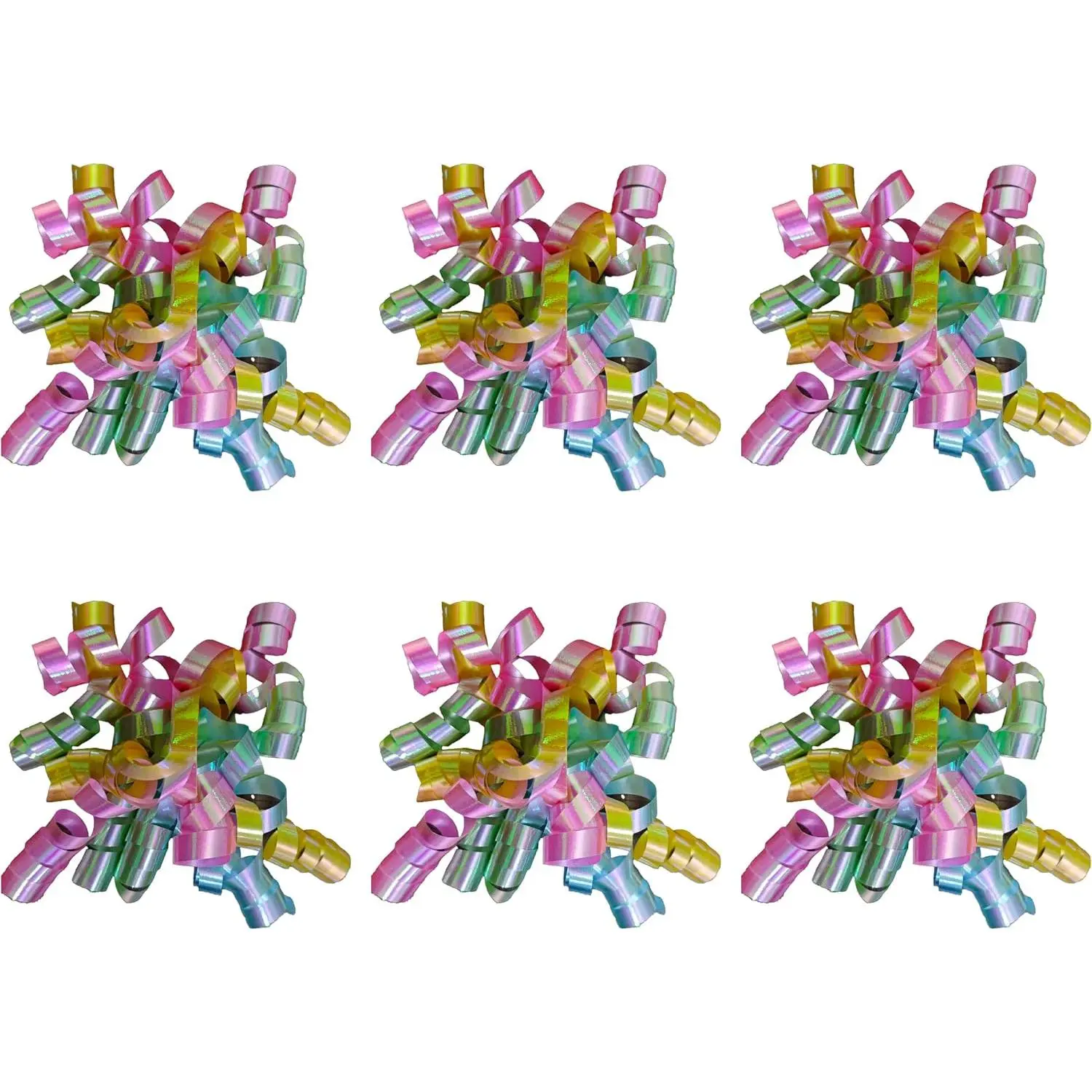 6 count Rainbow Curly Bows for  Wrapping - Self Adhesive Big Present Bows for Christmas, Birthday, Wedding -  Ribbon Bow for Presents, Cake,  &  Decor (Rainbow, 10mm)