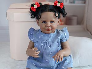 Reborn Baby Dolls Black Girl, African American 20 Inch Realistic Newborn Baby Dolls with Lifelike Soft Body Silicone Limbs Birthday Gift Set for Ages 3+