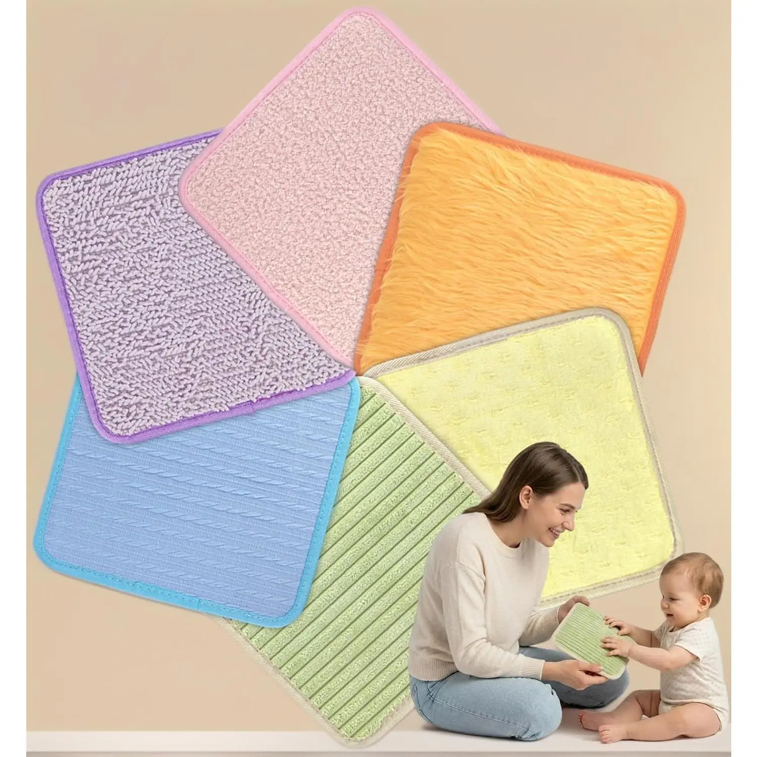 Unisex Sensory Floor Mat Set 6-Pack - 8.7 inches Multi-Color Round Textured Tactile Tiles, Montessori Toys for Autism Kids, Ideal for Preschool Playroom & Classroom