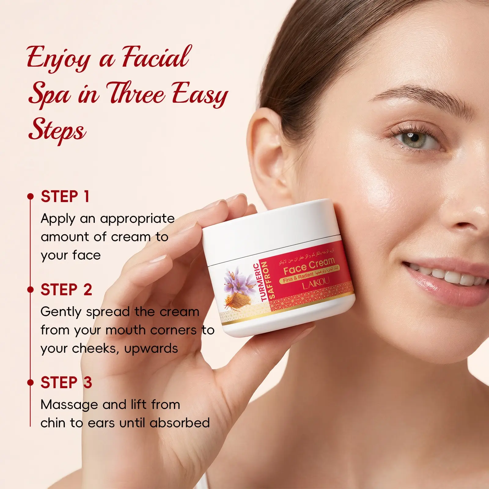 Turmeric Saffron Face Cream 30ml ， Brightening & Anti-Aging Anti-Inflammatory Moisturizer ， Natural Glowing Skin Turmeric Face Moisturizer with Glass Skin Results ， Travel Size Daily Essential