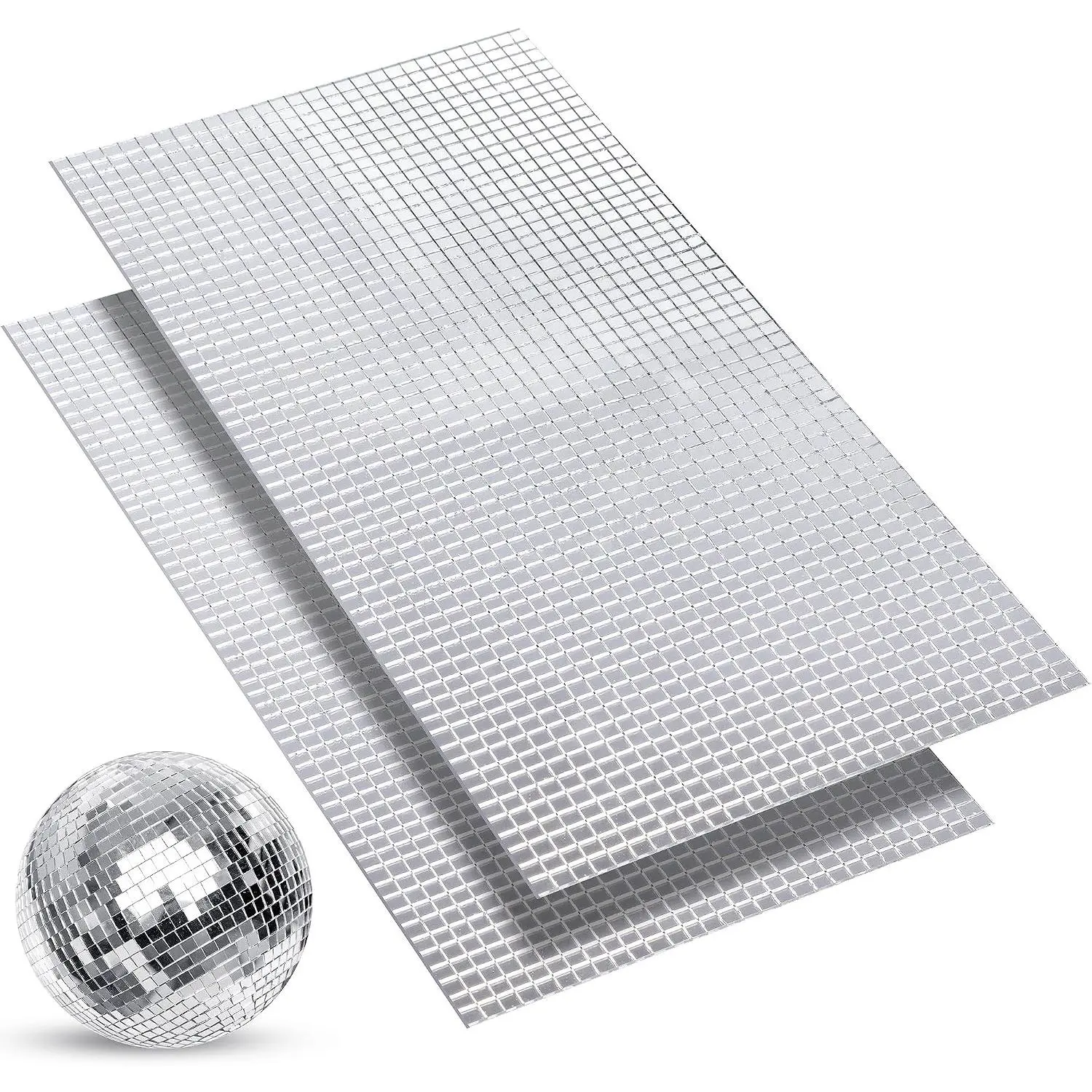 3600 count Mirror Mosaic Tiles Self-Adhesive Disco Ball Stickers Tiles 5 x 5 mm Square Glass Sticker for DIY Disco Ball Art Collage Indoor Outdoor Craft Decoration