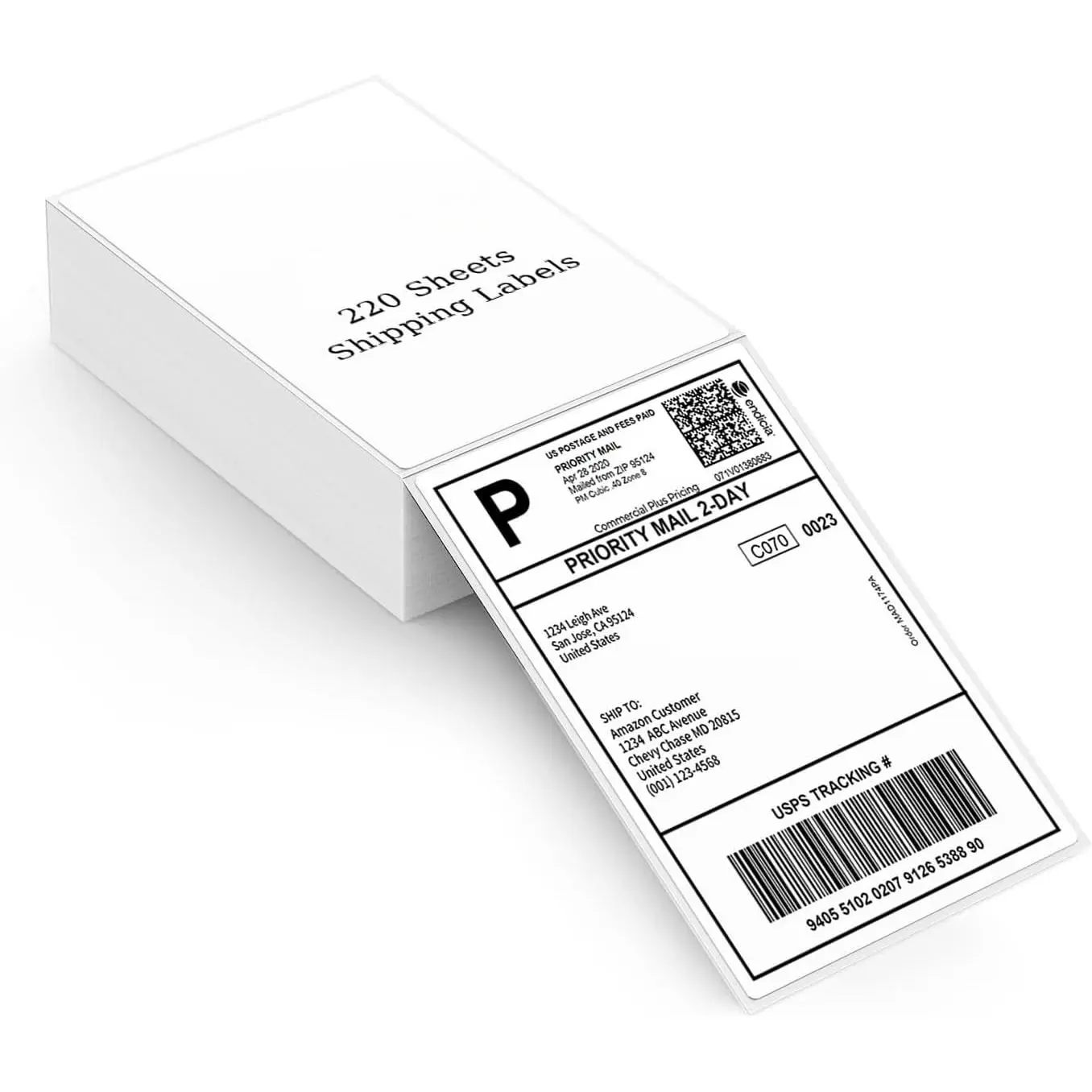4"x6" Direct Thermal Shipping Labels, Commercial Grade Permanent Adhesive Fanfold Mailing Postage Label Paper for Thermal Printers and Packages, 220 Sheets per Stack