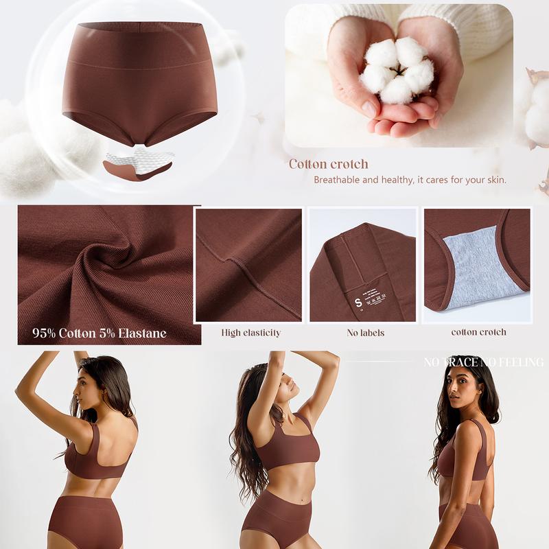 LEVAO Women's High Waist Cotton Underwear Soft Comfy Brief Stretch Ladies Full Coverage Panties 5/10 Pack S-XXL