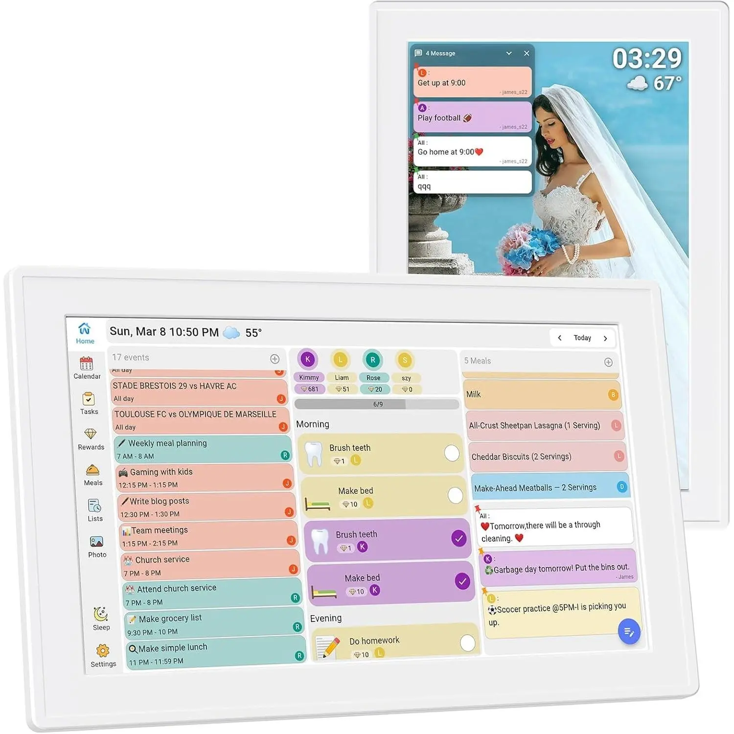 Digital Calendar with Touch Screen, Wall Mountable, Multi-Platform Calendar Sync to 10.1 Inch Smart Electronic Chore Planner, Gifts for Mom.