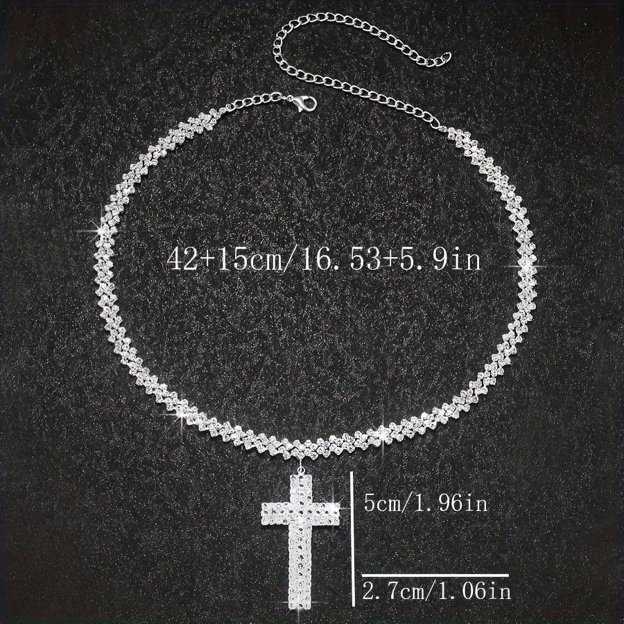 Sparkling Silver Tone Crystal Cross Pendant Necklace Pave Cuban Link Chain Design Glamorous Iced Out Statement Jewelry Ideal for Hip Hop Fashion and Bold Night Out Looks Funny Pig Personalized Valentine's Day Titanium Zircon Eye Photo Versatile name men's
