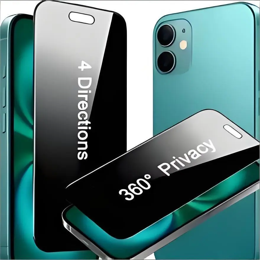2-Pack 360° Privacy Screen Protector for iPhone X/XR/XS/XS Max/11/12/13/14/15/16/17 Pro/max/air, Private Screens Anti-Spy Tempered Glass Film, Easy Installation