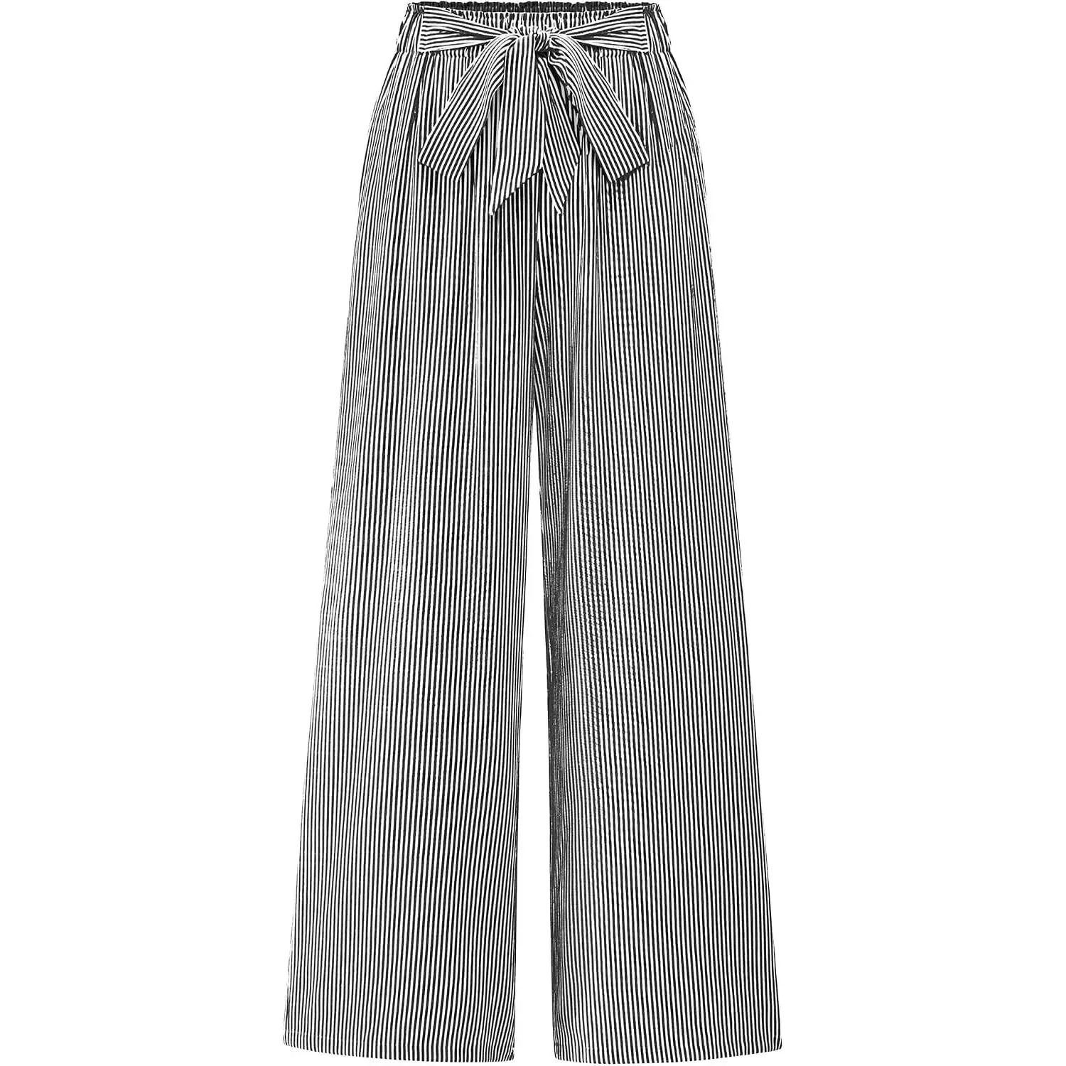 Pants for Women 2026 Spring Clothes Striped High Waist Tie Knot Dressy Casual Wide Leg Palazzo Work Trousers Pants