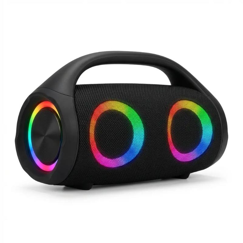 100W high power bluetooth speaker portable RGB colorful light waterproof wireless subwoofer 360 stereo surround TWS FM boombox.