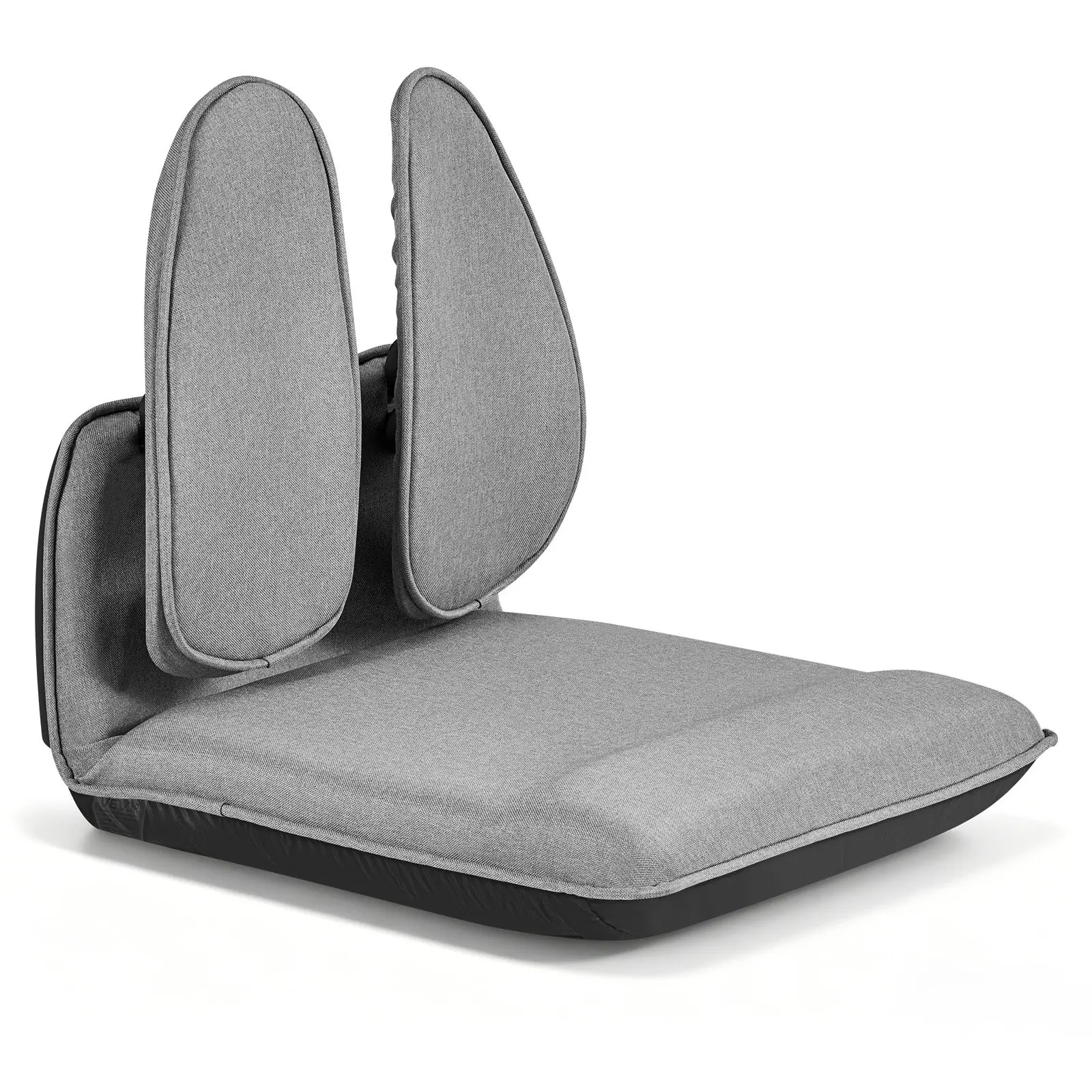 【Summerfinds】VEVOR Foldable Legless Gaming Floor Chair - 5 Adjustable Positions, Ergonomic Back Support, Sturdy Metal Frame, Recycled Foam & Linen Fabric, Easy to Store for Bedroom Relaxation, Gray