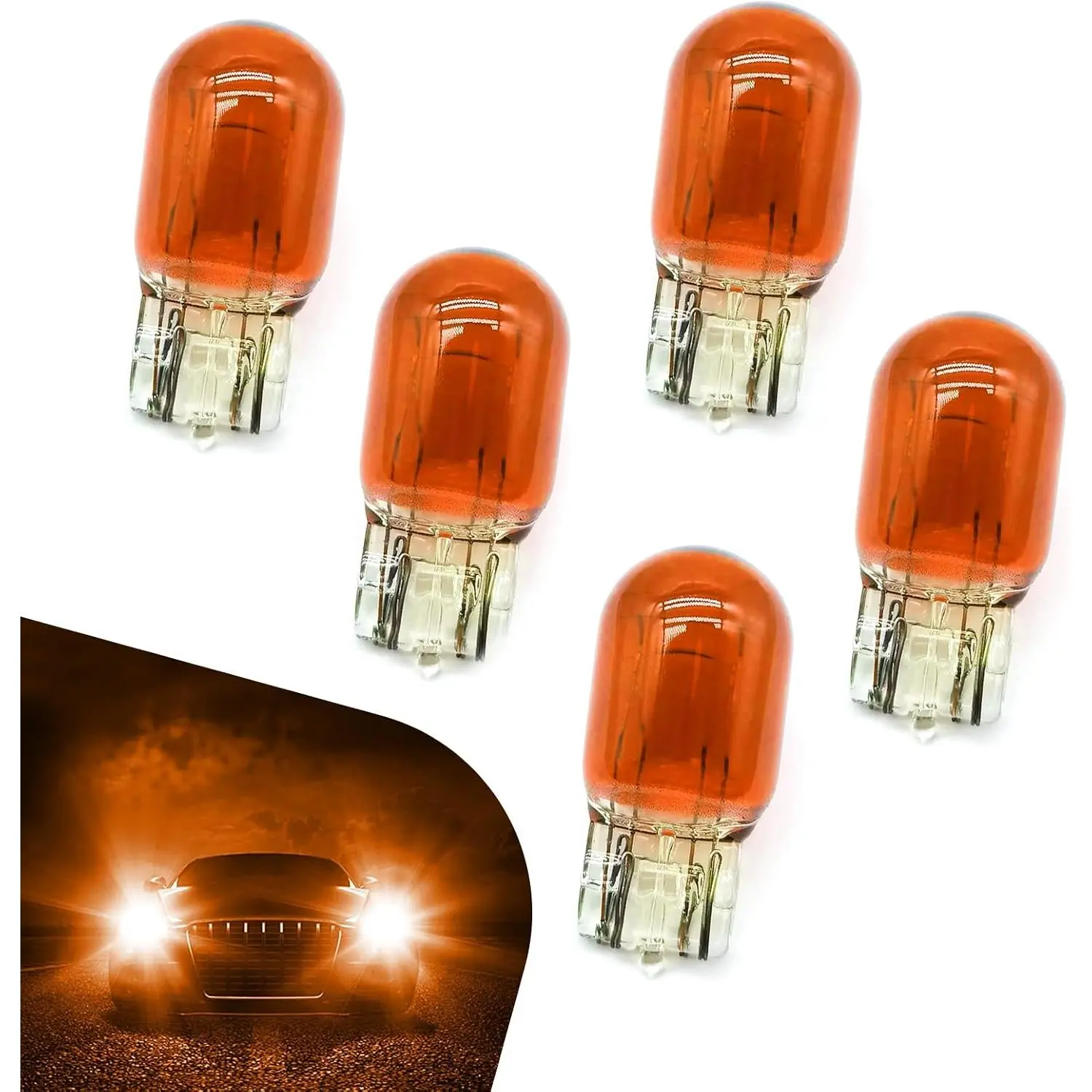 5 count 7443 Bulbs, T20 7444 1891 21/5W Glass Turn Signal Stop  Tail Light-Bulbs, DRL  Light Miniature Bulb,  for   SUVs ()
