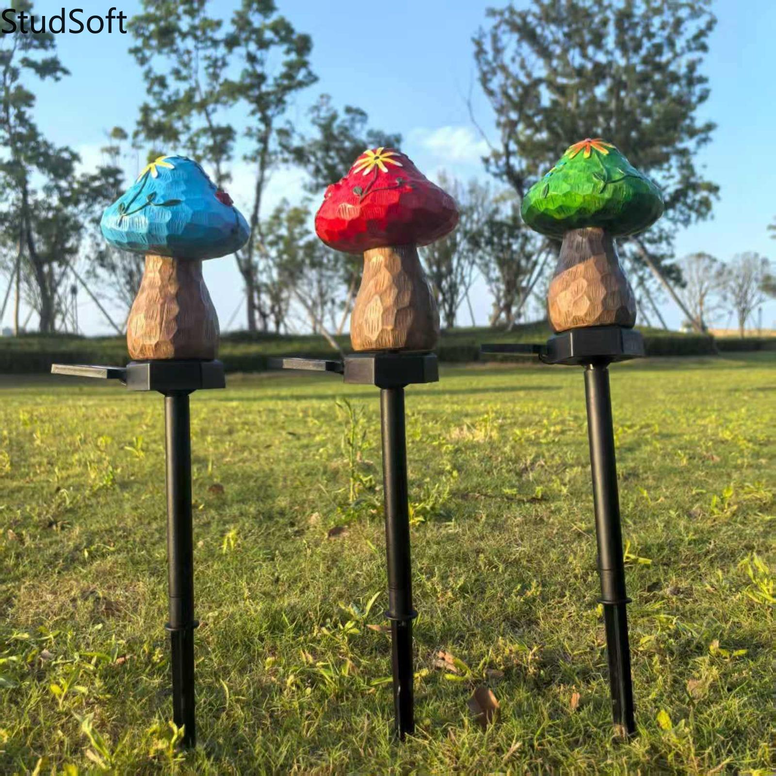 Solar LED Mushroom Garden Lights, Waterproof Resin Landscape Lamp, Outdoor Patio Yard Atmosphere Decor