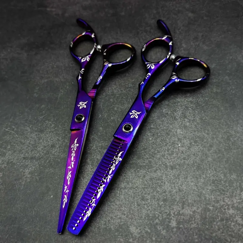 Pattern Haircut Scissors, Flat Cut Thinning Shears, Beauty Tool for Home and Salon, Wingsbro Professional Hairdressing Kit