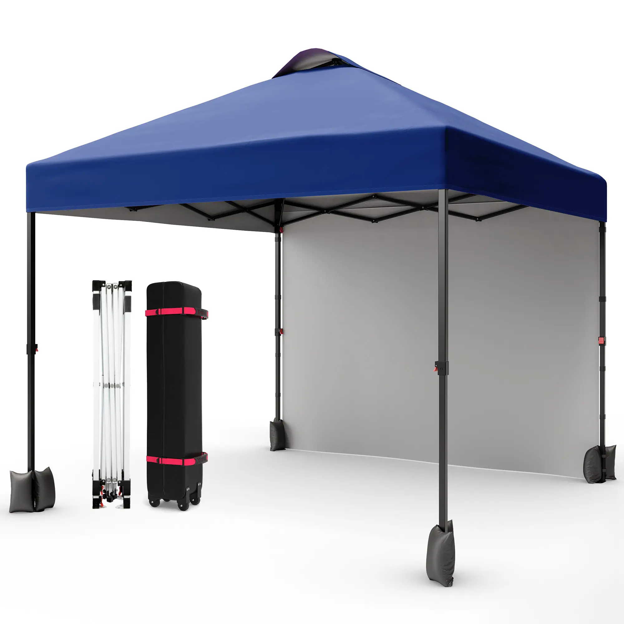 10x10FT Outdoor Gazebo, Heavy Duty Pop Up Canopy with Silver Coated Vented Roof, Detachable Sidewall & Adjustable Height, Comes with Wheeled Bag for All Outdoor Activities