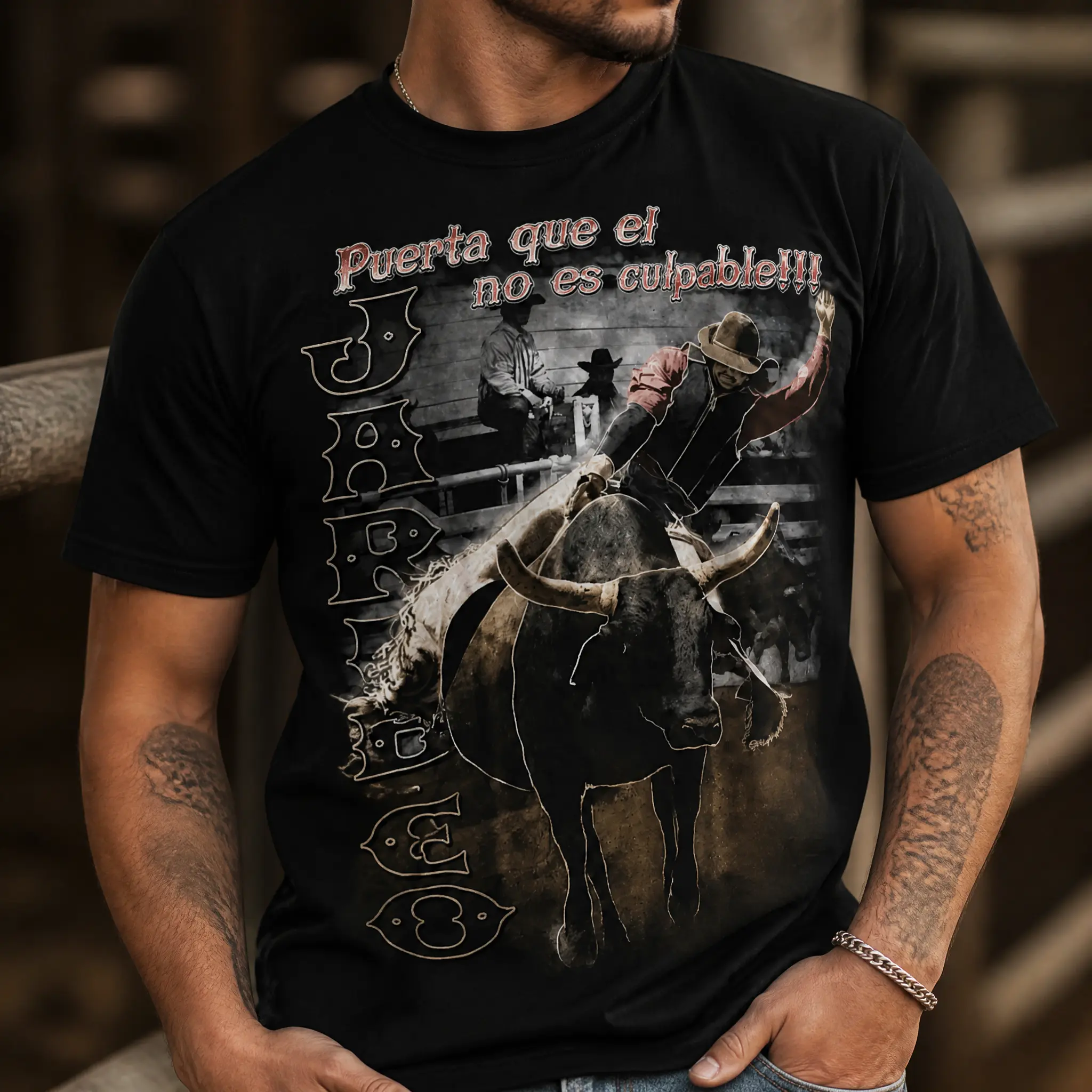Jaripeo Puerta Shirt, Mexican Rodeo Bull Riding Tee, Charro Cowboy Graphic T-Shirt, Jaripeo Culture Apparel, Rancho Life Shirt, Mexican Cowboy Gift, Western Rodeo Shirt for Men, Latino Ranchero Clothing,Vintage oversized tshirt