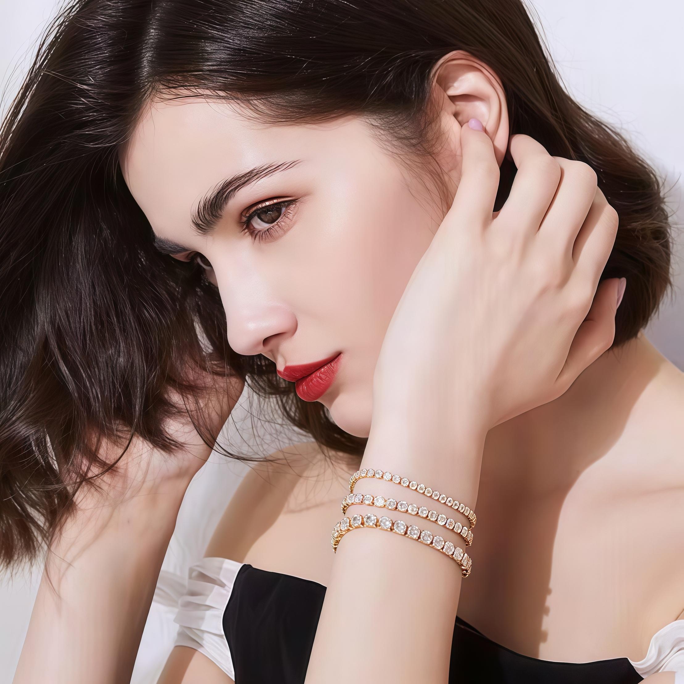 Rose Gold & White Cubic Zirconia Tennis Bracelet for Women, Shining Classic CZ Gemstone Bracelet, Trendy Fashion Jewelry Accessories, Elegant Gift for Birthday Anniversary Christmas permanent motivational steel manifestation religious easter men's men