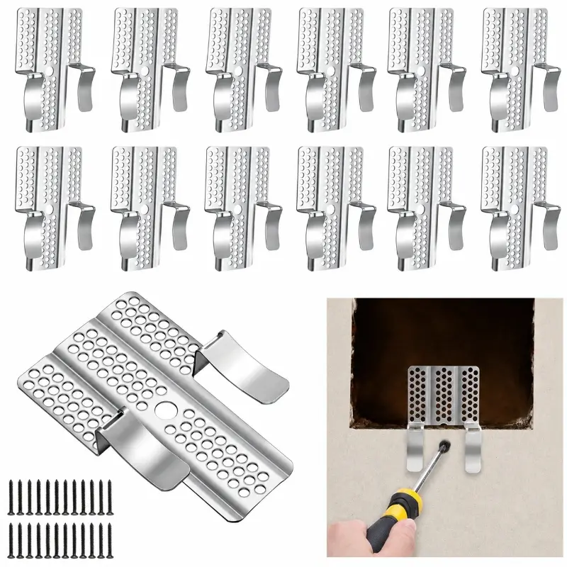 [Father's Day Gift] 12 drywall repair clips, easy to install 1/2 inch drywall clips, professional wall patch clips, stainless steel drywall repair tools, professional wall hole repair, suitable for DIY and wall repair, home decoration