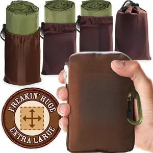 Freakin’ Huge Emergency Blankets [4-Pack] Extra Large Thermal Mylar Space Blanket - One of The Ten Essentials Outdoor Survival Gear  Hiking Camping First Aid Kit (Green)