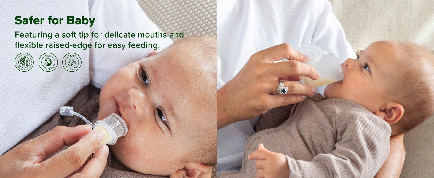 Colostrum Collector Kit 2ml/6pcs & Lidded Feeding Cup 25ml - Collect, Store & Feed Colostrum Ready-to-Use Pack, Reusable Colostrum Syringes Set for Liquid Gold