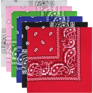 6 Pack Pure Cotton Bandana, Multi-Purpose Square Handkerchief, Face Mask headband for Men and WomenGift.