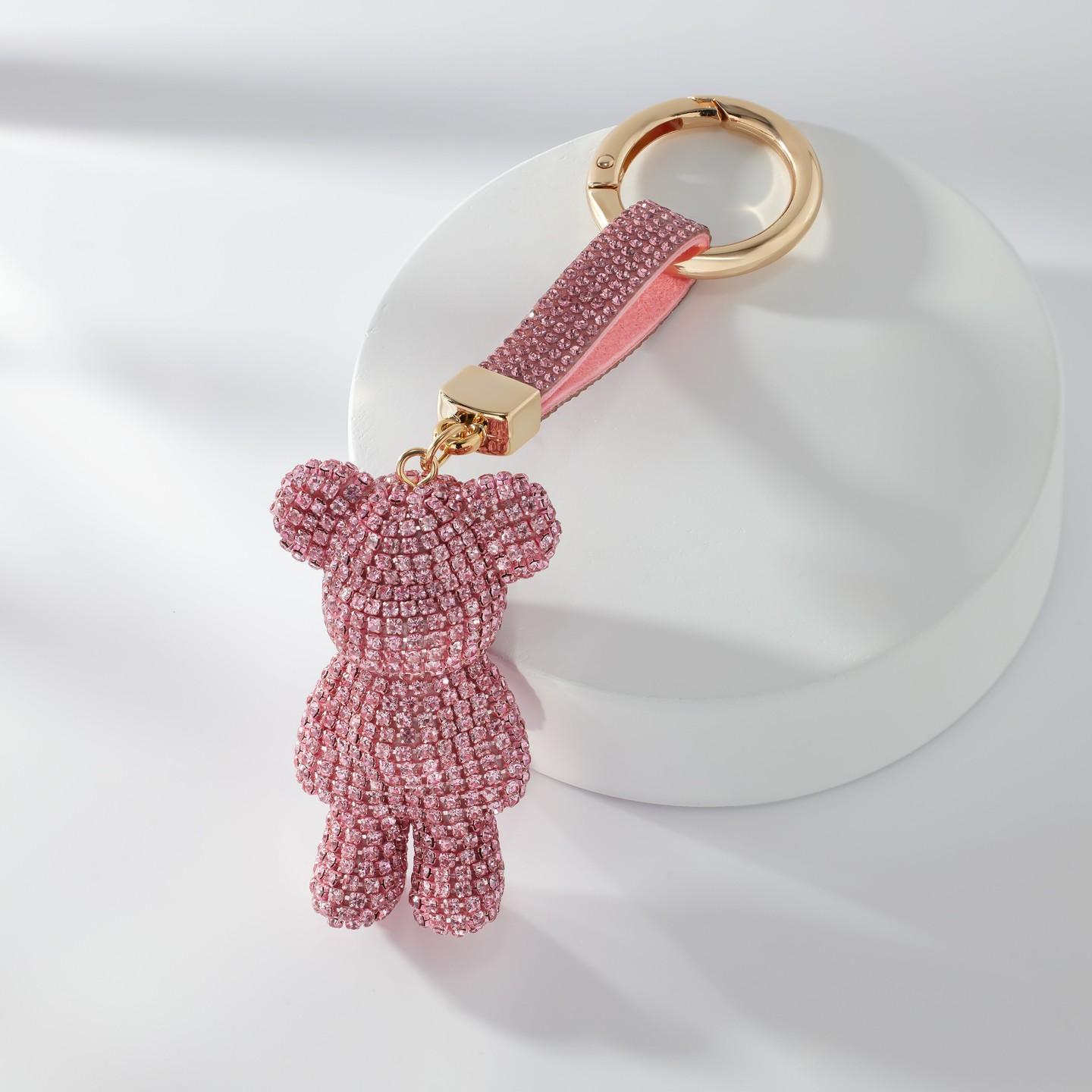 Bling Bears Keychain Collection Crystal Gold Tone Bear Keychain with Crystal Detailing for Bear Lovers Red Champagne Black Pink Multi-Color Options
