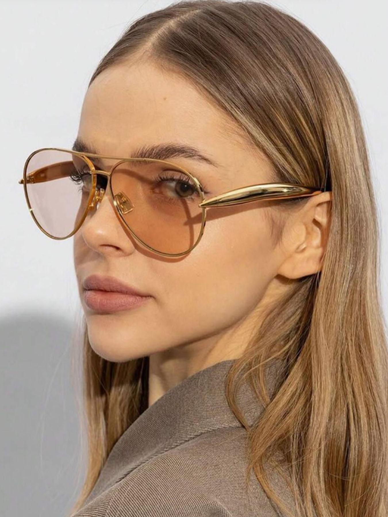 Retro Aviator Sunglasses, Trendy Street Style Glasses for Outdoor Sports, UV Protection Glasses for Beach Parties, Trendy Vintage Sunglasses