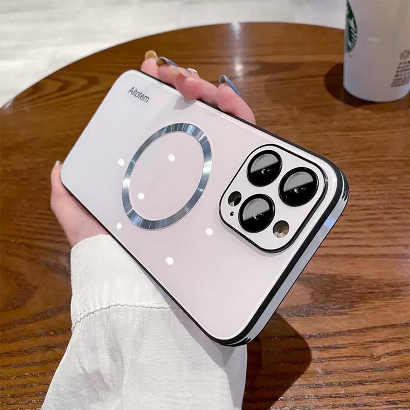 Magnetic Gradient Case For iPhone 17 Pro Max 17 Air 16 15 14 13 12 Pro Max with Full Camera Lens Protector [Compatible with MagSafe] Scratch Resistant Gradient Glass Back Cover