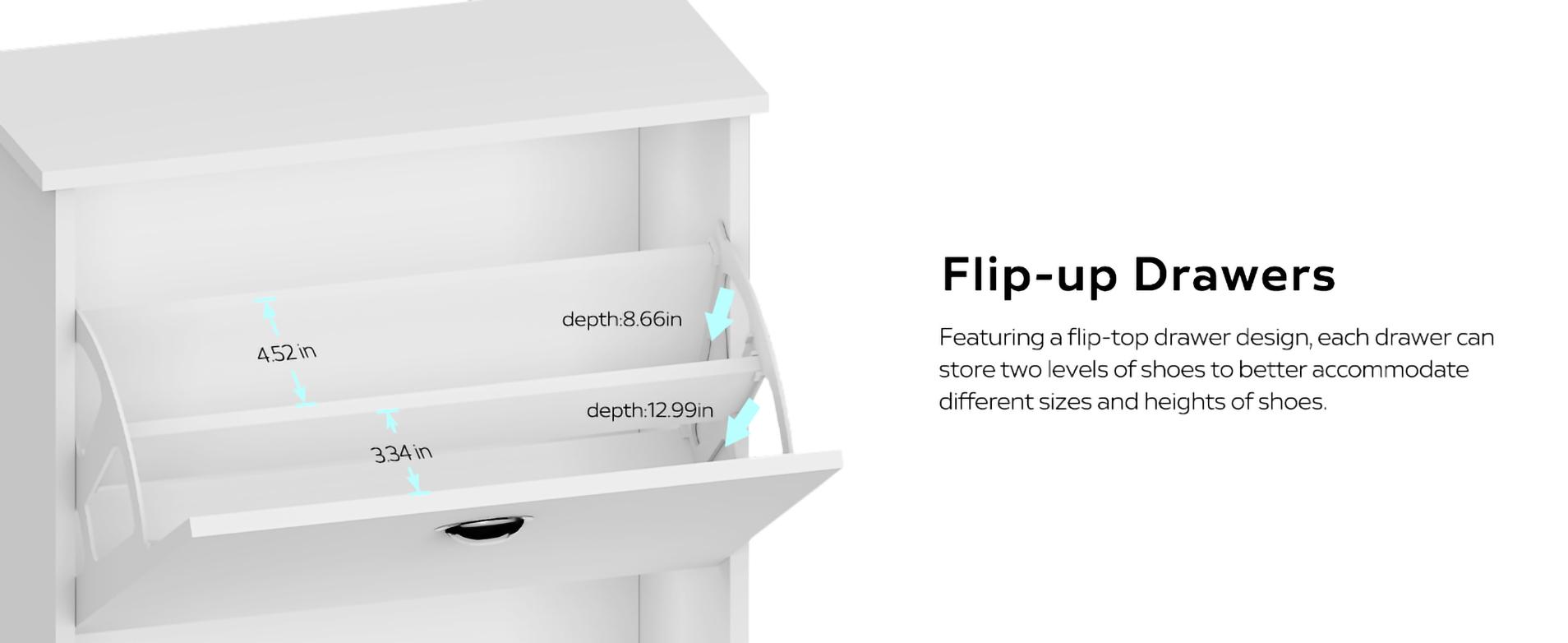 Shoe Cabinet,Hidden Slim Narrow Shoe Rack Cabinet with 4 Drawers for Entryway, Foyer,Hallway,Bedroom,Original Wood Color, (White/Vintage/Gray)