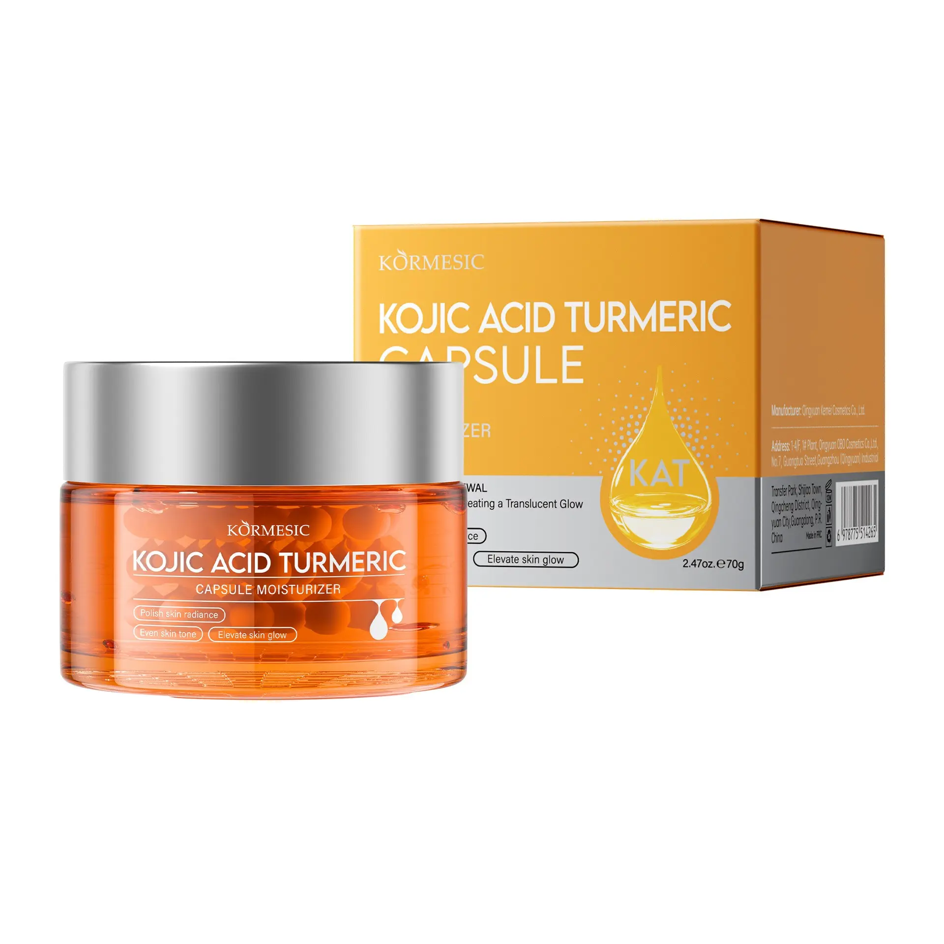 Kojic Acid & Turmeric Capsule Moisturizer, Balancing & Softening Complexion Facial Cream, Daily Hydrating Skincare Cream