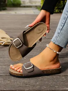 Square Buckle Eva Soft Sole Sandals, Anti-Slip Texture Design, Perfect for Commuting and Daily Wear, Comfortable and Secure Footwear