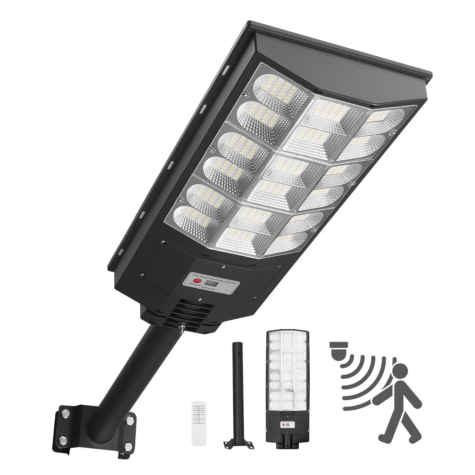 VEVOR 12000W Solar Street Light Outdoor, 900000LM, Commercial Parking Lot Light Dusk to Dawn, LED Flood Security Lamp with Motion Sensor, IP65 Waterproof Wide Angle Outdoor Lighting, for Driveway Yard